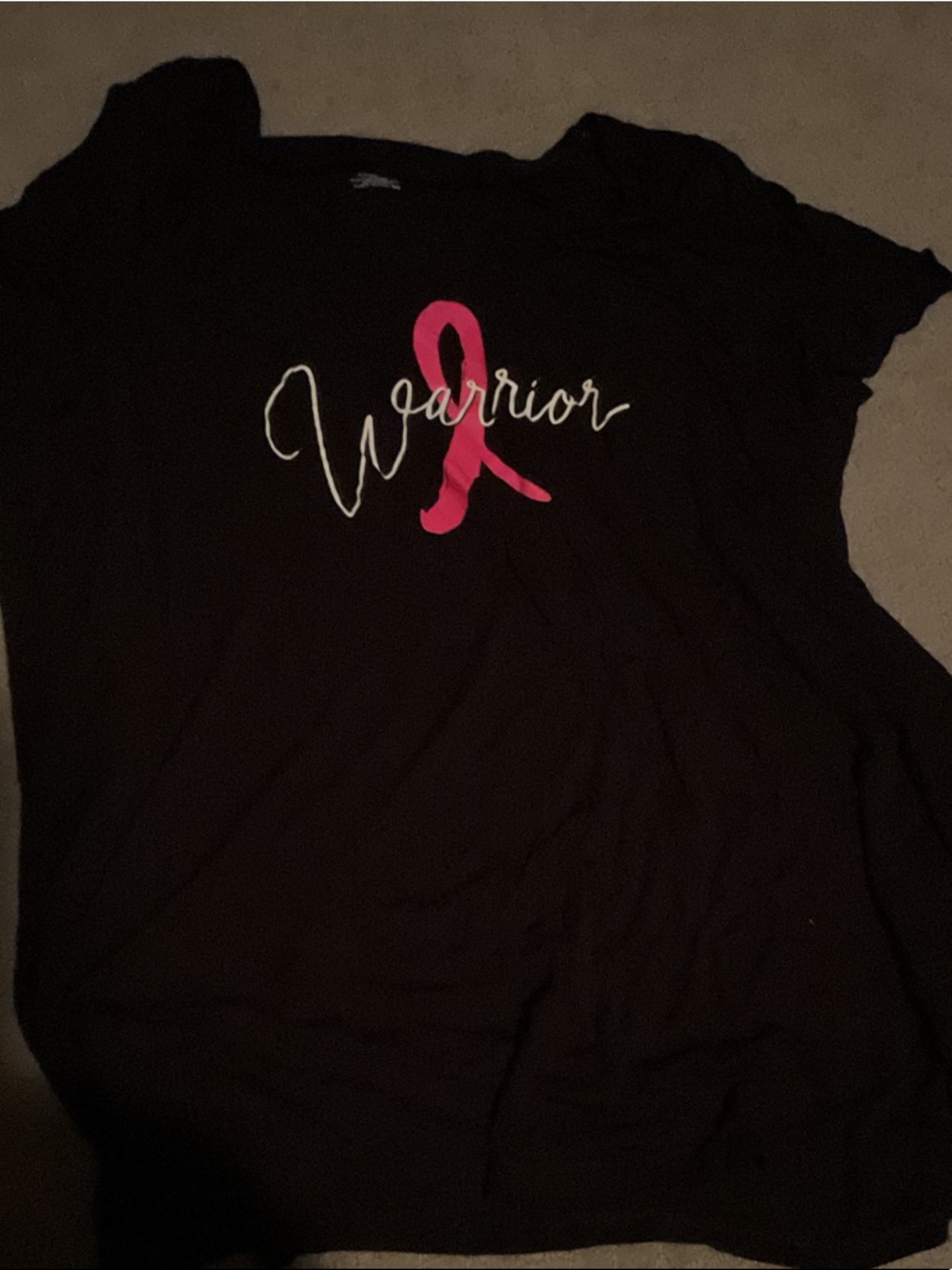 Lane Bryant Black Tee with Pink Ribbon 'Warrior'